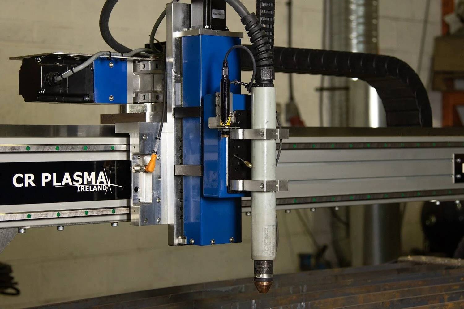 Close-up of the CNC Plasma Cutter Gantry