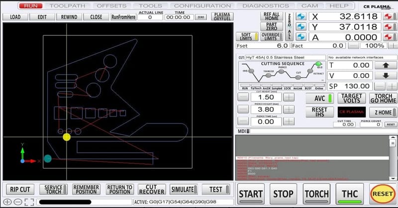 1 POWERCUT plasma cutter control software front panel