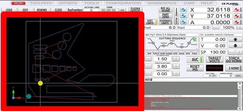 2 POWERCUT plasma cutter control software live feedback of machine posit